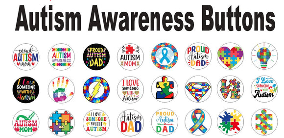 A143 Autism Awareness Buttons Pack of 24