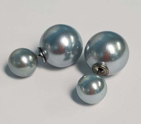 EC-E44 Pearl Silver Small Double Ball Earrings