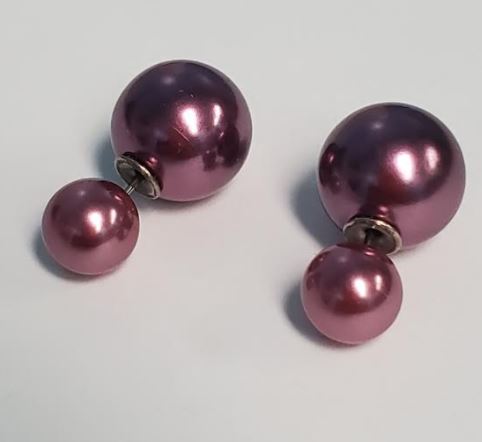 +E1016 Pearlized Mauve Small Double Ball Earrings
