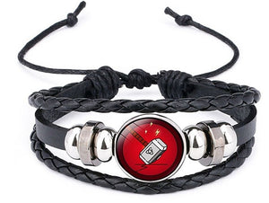 AZ367 Black Hero Cartoon Leather Bracelet