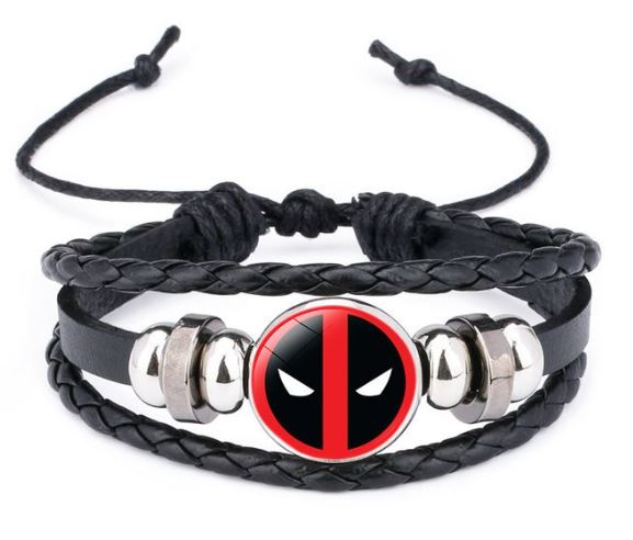 AZ1332 Black Hero Cartoon Leather Bracelet