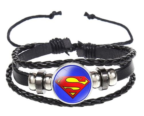 AZ1357 Black Hero Cartoon Leather Bracelet