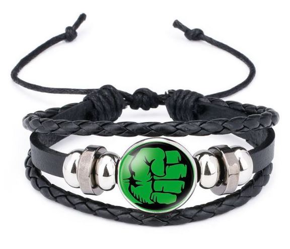 AZ1236 Black Hero Cartoon Leather Bracelet
