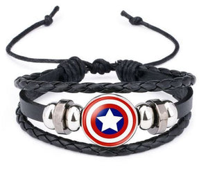 AZ1329 Black Hero Cartoon Leather Bracelet