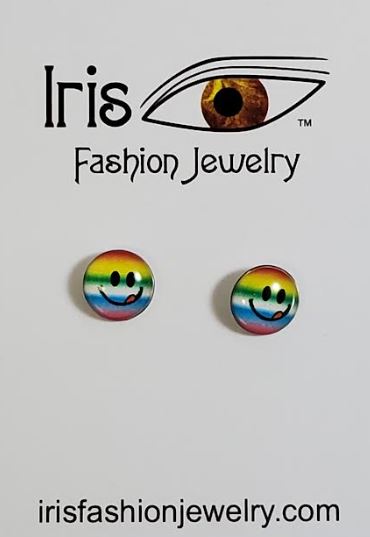 AZ729 Colorful Smiley Face Metal Earrings