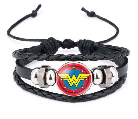 AZ1361 Black Hero Cartoon Leather Bracelet