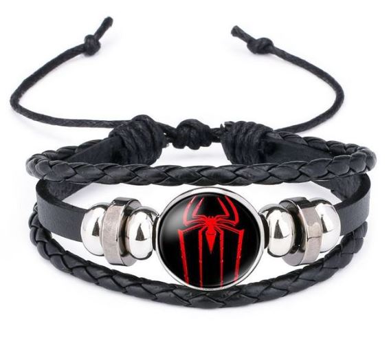 AZ1312 Black Hero Cartoon Leather Bracelet