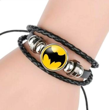 AZ1301 Black Hero Cartoon Leather Bracelet