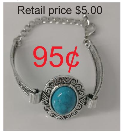 EC-B1171 Silver Decorated Blue Gem Bracelet