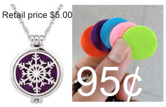 EC-Z02 Silver Snowflake Essential Oil Necklace with FREE Earrings PLUS 5 Different Color Pads