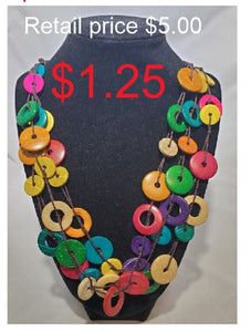 EC-N2042 Colorful Wooden Disk Necklace with FREE EARRINGS