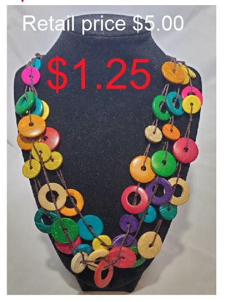 EC-N2042 Colorful Wooden Disk Necklace with FREE EARRINGS