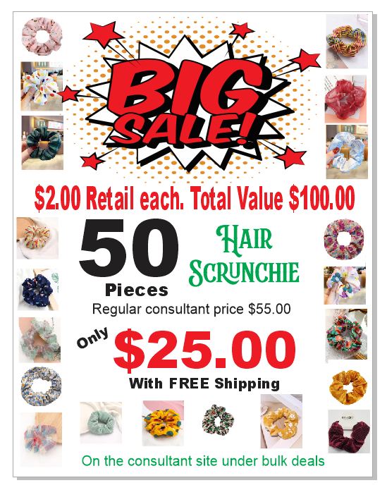 BS02 Assortment of 50 Hair Scrunchies