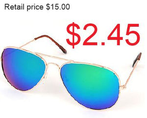 EC-S294 Blue Reflective Aviator Style Sunglasses