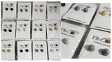 A119 Gold, Silver, Gun Metal, Black Textured Glitter Earring Assortment Pack of 12