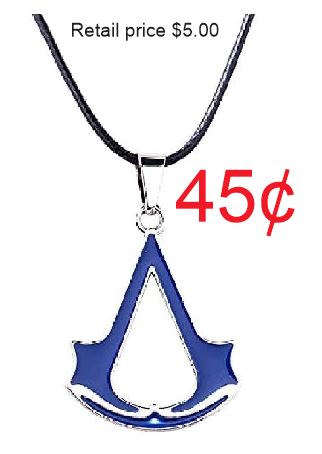 AZ81 Silver Blue Video Game Symbol Necklace with FREE EARRINGS