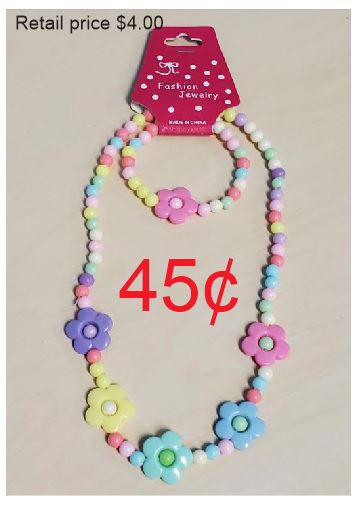EC-L117 Colorful Flowers Necklace & Bracelet Set