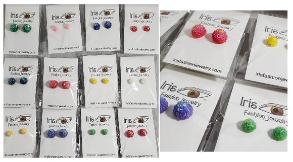 A145 Multi Color and Size Iridescent Textured Earring Assortment Pack of 12