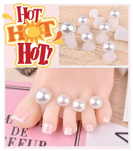 +NS125 White Pearl Soft Silicone Finger or Toe Separators 8 Piece Set