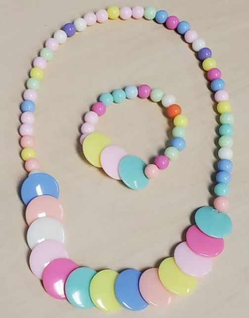 EC-L307 Colorful Disk Bead Necklace & Bracelet Set