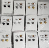 A119 Gold, Silver, Gun Metal, Black Textured Glitter Earring Assortment Pack of 12