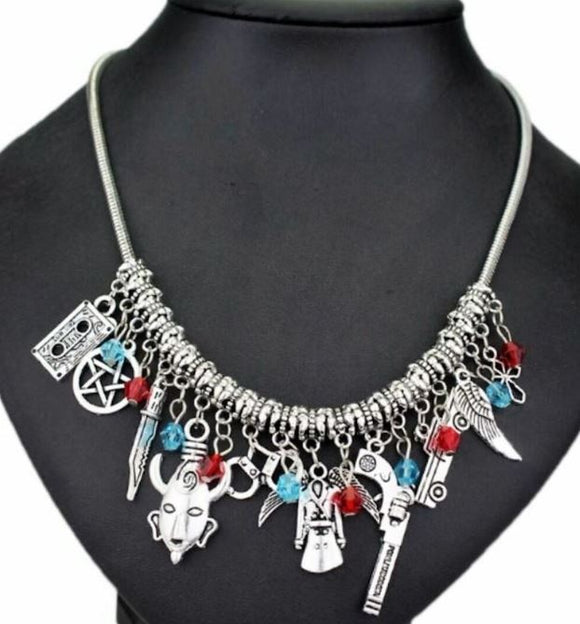 EC-AZ414 Silver Charm Chain Necklace with Free Earrings SUPER VALUE!