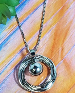 EC-N566 Silver Color Rings & Ball Necklace with FREE Earrings