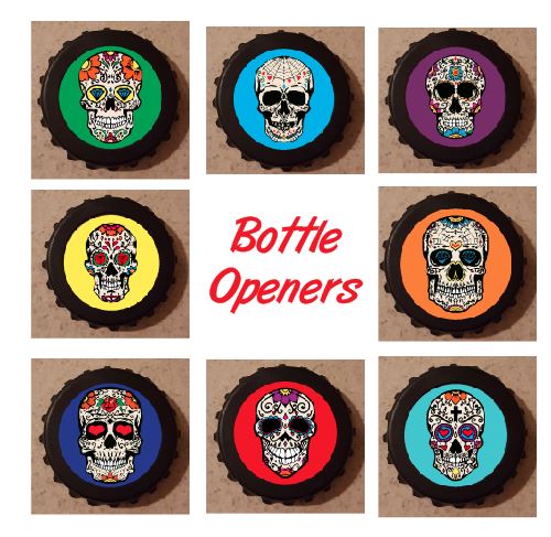 Assortment of 8 Sugar Skull Bottle Openers