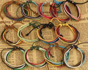 A11 Multi Colored Rope Bracelet Assortment Pack of 12