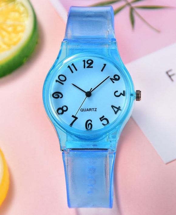 W397 Translucent Blue Rubber Band Watch
