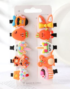 A27 Rubber Shades of Orange Assortment Pack of 10 Hair Clips