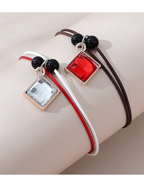 EC122 Silver Square Gemstone Bracelet Set
