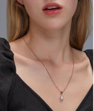 EC102 Rose Gold Iridescent Teardrop with Rhinestones Necklace with Free Earrings