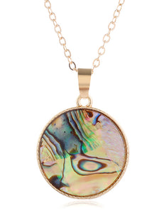 EC170 Gold Abalone Circle Necklace with Free Earrings