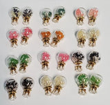 BD30 Gemstone & Vine Filled Clear Double Ball Earring Assortment 12 Pairs