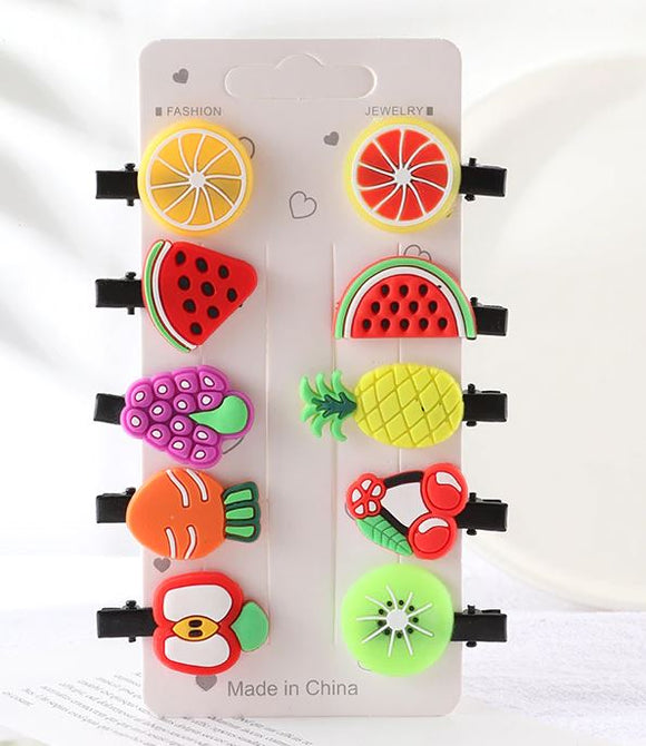 A42 Rubber Fruit Assortment Pack of 10 Hair Clips
