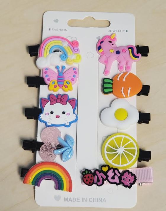 A20 Rubber Character Assortment Pack of 10 Hair Clips