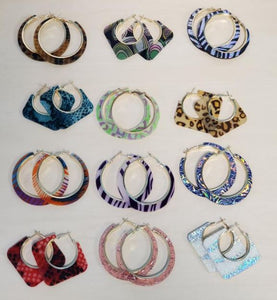 BD01 Assortment of 12 Gold Acrylic Earrings