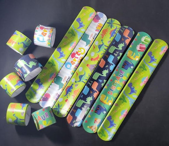 A76 Dino Party Slap Bracelets Assorted Pack of 12