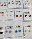A96 Multi Color Glitter Roses Earring Assortment Pack of 12