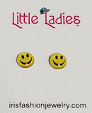 A103 Little Ladies Assorted Yellow Smiley Faces Earring Pack of 12