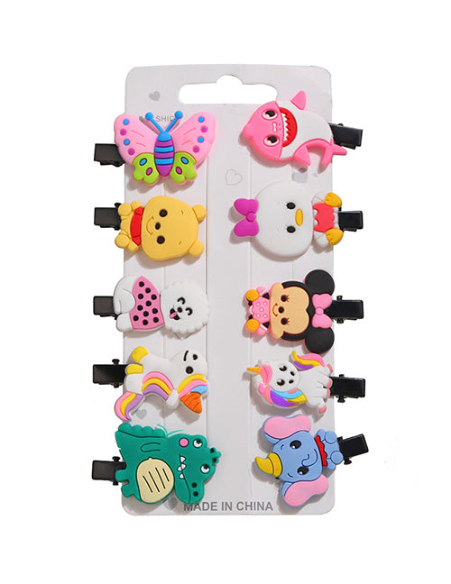 A41 Rubber Character Assortment Pack of 10 Hair Clips