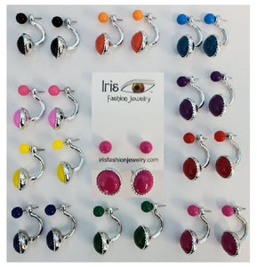 BD14  Behind The Ear 2 Tone Earring Assortment 12 Pairs