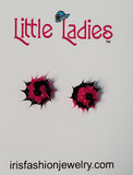 A68 Little Ladies Rubber Spiky Balls Earring Assortment Pack of 12