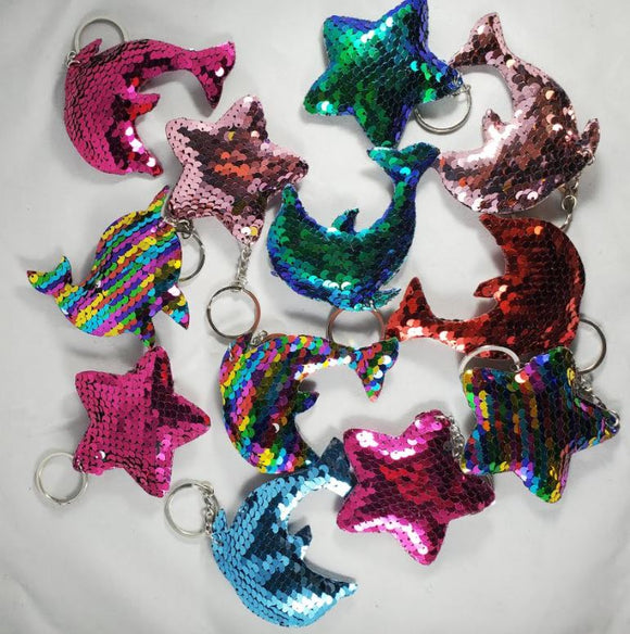A133 Sequin Key Chains Assorted Pack of 12