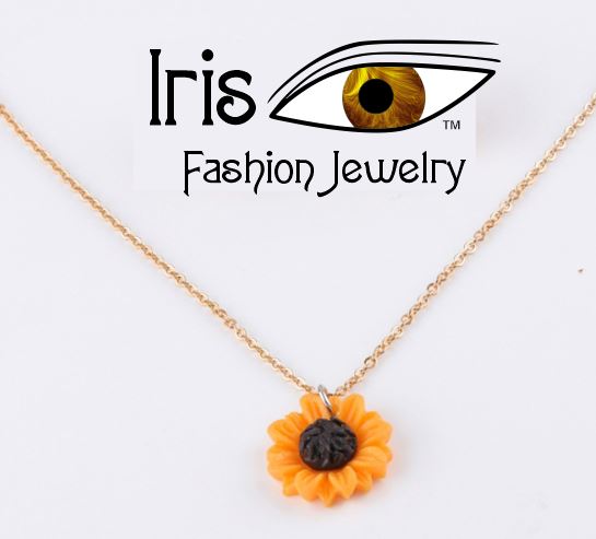 EC33 Gold Sunflower Necklace with Free Earrings
