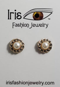 E513 Gold Chain Design Pearl Earrings