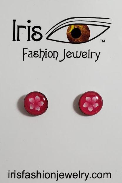 AZ1019 Hot Pink Flower Earrings
