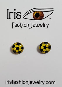 AZ1592 Yellow Soccer Ball Earrings