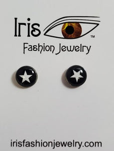 AZ1607 Black White Star Earrings